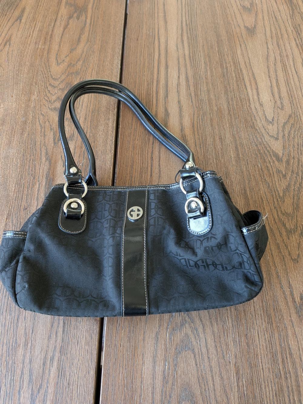 Giani Bernini Black Logo Print Handbag Purse Shoulder Bag